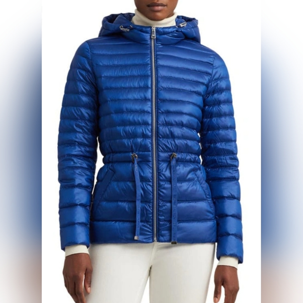 NWT Lauren Ralph Lauren Royal Blue Indigo Quilted Puffer Jacket 90% Down Filling